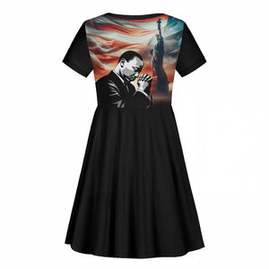 Happy MLK Day Kid Short Sleeve Dress Black Americans Leaders I Have a Dream