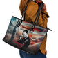 Happy MLK Day Leather Tote Bag Black Americans Leaders I Have a Dream