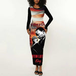 Happy MLK Day Long Sleeve Bodycon Dress Black Americans Leaders I Have a Dream LT18