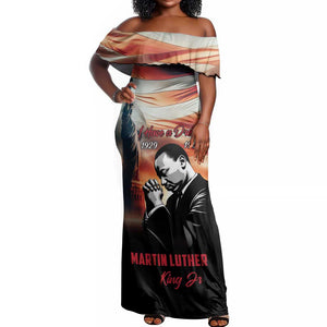 Happy MLK Day Off Shoulder Maxi Dress Black Americans Leaders I Have a Dream