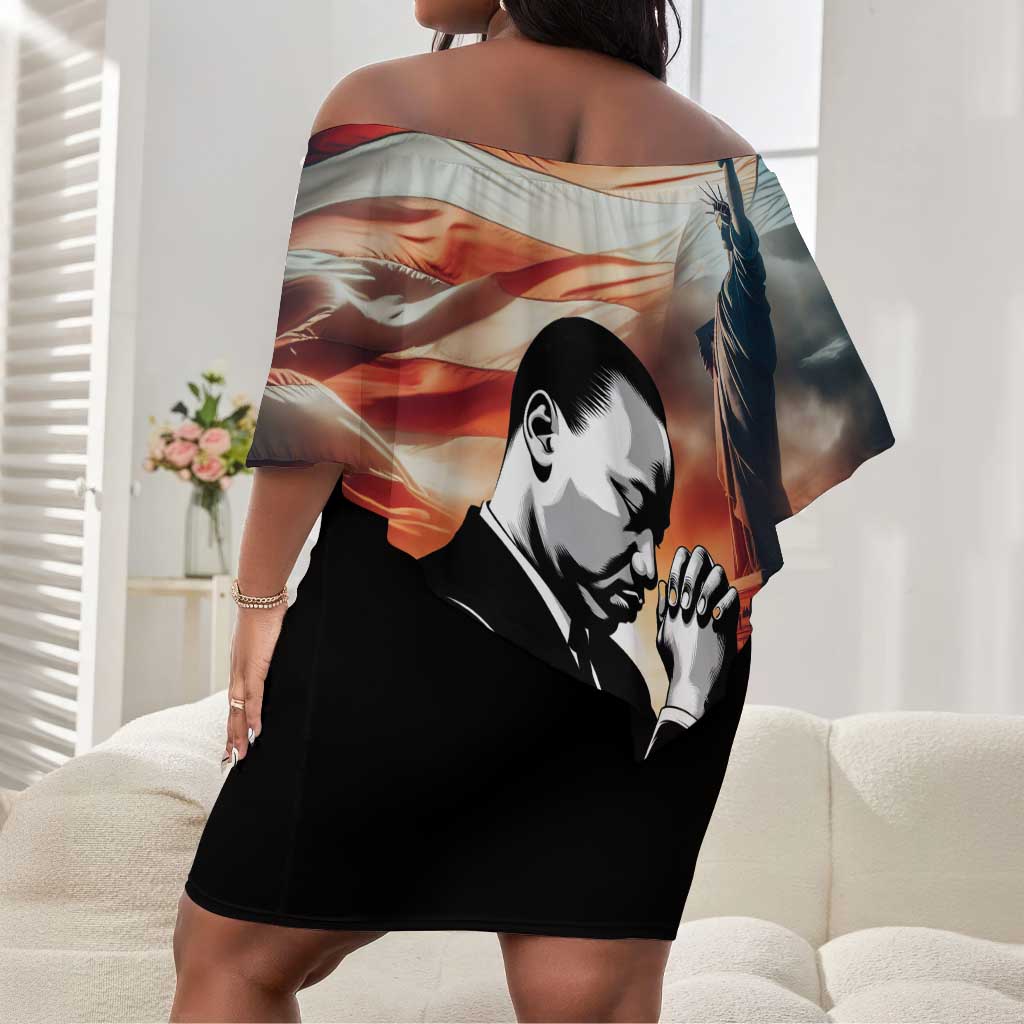 Happy MLK Day Off Shoulder Short Dress Black Americans Leaders I Have a Dream