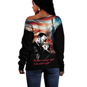 Happy MLK Day Off Shoulder Sweater Black Americans Leaders I Have a Dream