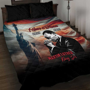 Happy MLK Day Quilt Bed Set Black Americans Leaders I Have a Dream