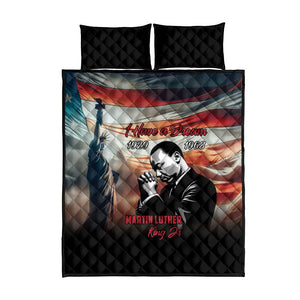 Happy MLK Day Quilt Bed Set Black Americans Leaders I Have a Dream