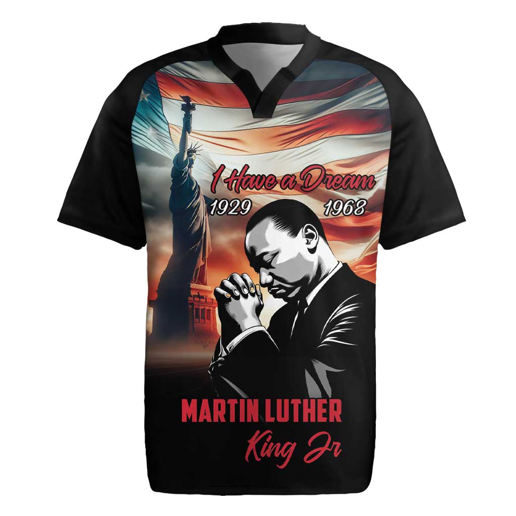 Happy MLK Day Rugby Jersey Black Americans Leaders I Have a Dream