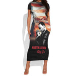 Happy MLK Day Short Sleeve Bodycon Dress Black Americans Leaders I Have a Dream LT18