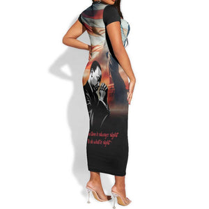 Happy MLK Day Short Sleeve Bodycon Dress Black Americans Leaders I Have a Dream LT18