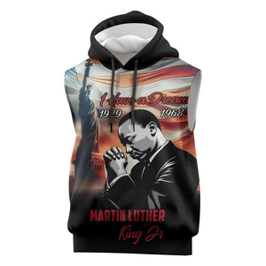 Happy MLK Day Sleeveless Hoodie Black Americans Leaders I Have a Dream - African Pride
