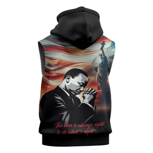 Happy MLK Day Sleeveless Hoodie Black Americans Leaders I Have a Dream - African Pride