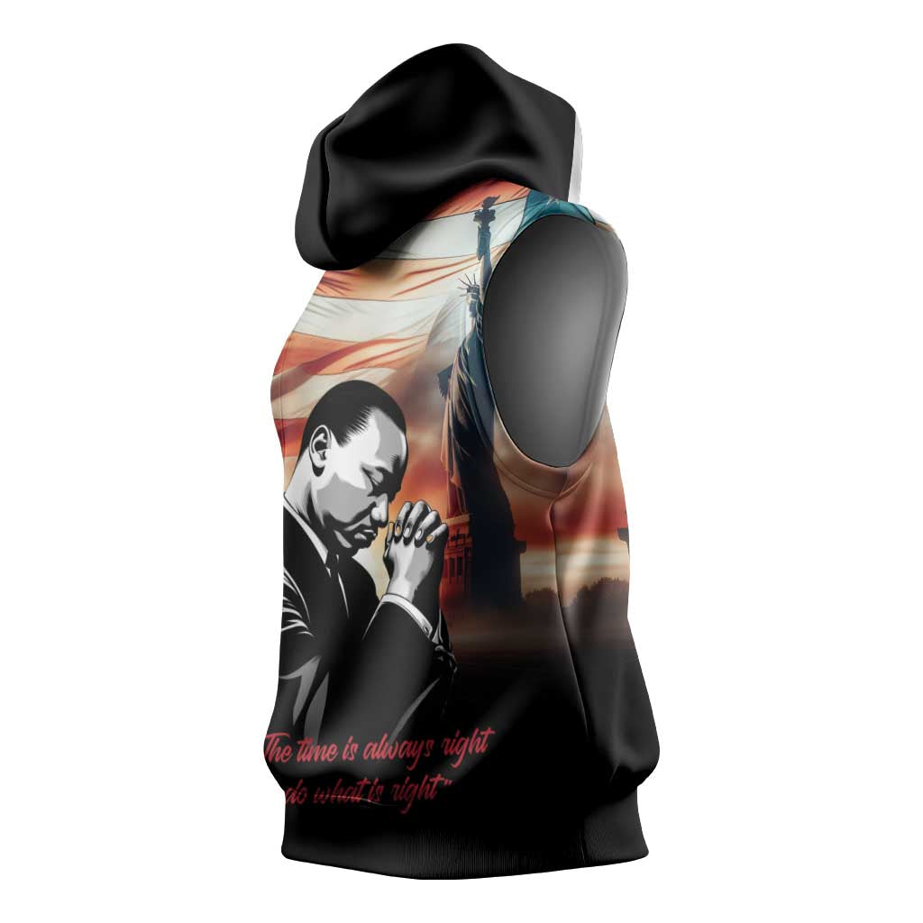 Happy MLK Day Sleeveless Hoodie Black Americans Leaders I Have a Dream - African Pride