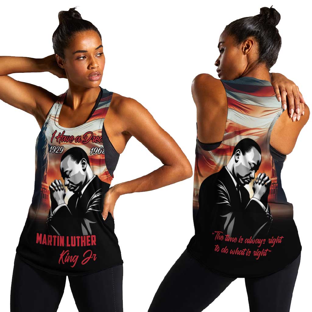 Happy MLK Day Women Racerback Tank Black Americans Leaders I Have a Dream