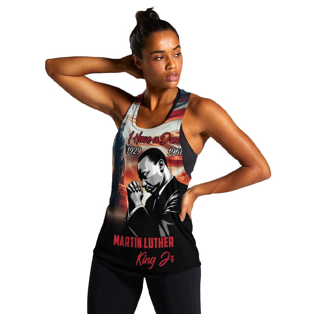 Happy MLK Day Women Racerback Tank Black Americans Leaders I Have a Dream