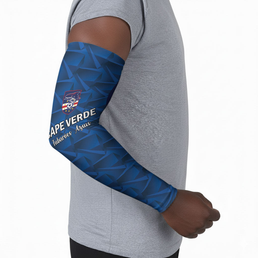 Custom Cape Verde Football 2026 Arm Sleeves Atlantic Blue Sharks Heritage