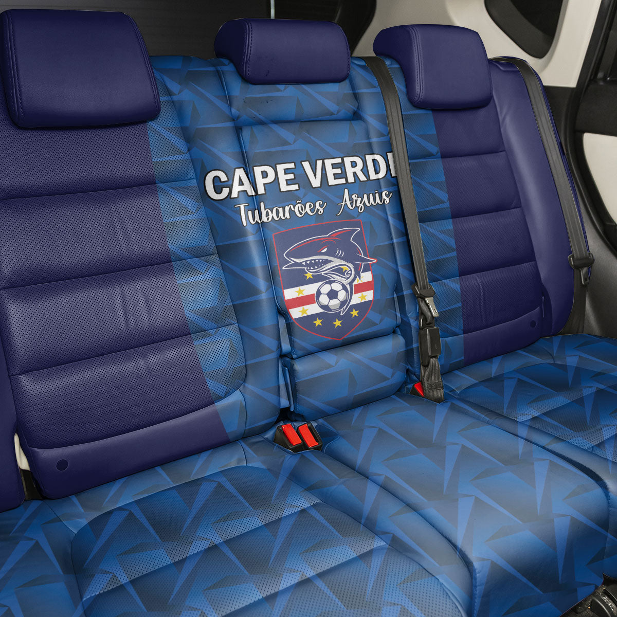 Cape Verde Football 2026 Back Car Seat Cover Atlantic Blue Sharks Heritage