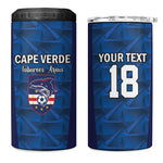Custom Cape Verde Football 2026 4 in 1 Can Cooler Tumbler Atlantic Blue Sharks Heritage