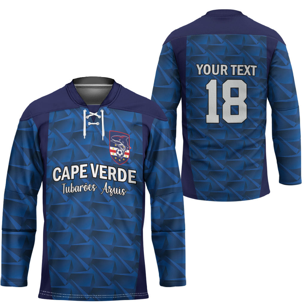 Custom Cape Verde Football 2026 Hockey Jersey Atlantic Blue Sharks Heritage