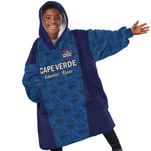 Custom Cape Verde Football 2026 Kid Wearable Blanket Hoodie Atlantic Blue Sharks Heritage