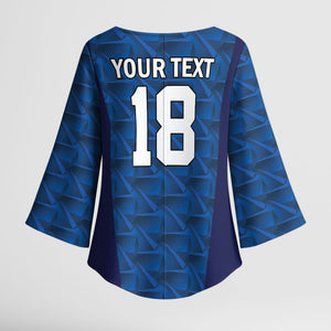 Custom Cape Verde Football 2026 Kimono Sleeve Blouse Atlantic Blue Sharks Heritage