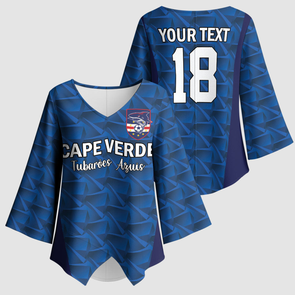 Custom Cape Verde Football 2026 Kimono Sleeve Blouse Atlantic Blue Sharks Heritage