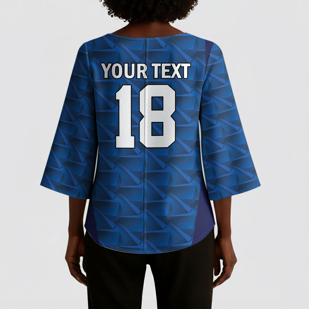 Custom Cape Verde Football 2026 Kimono Sleeve Blouse Atlantic Blue Sharks Heritage