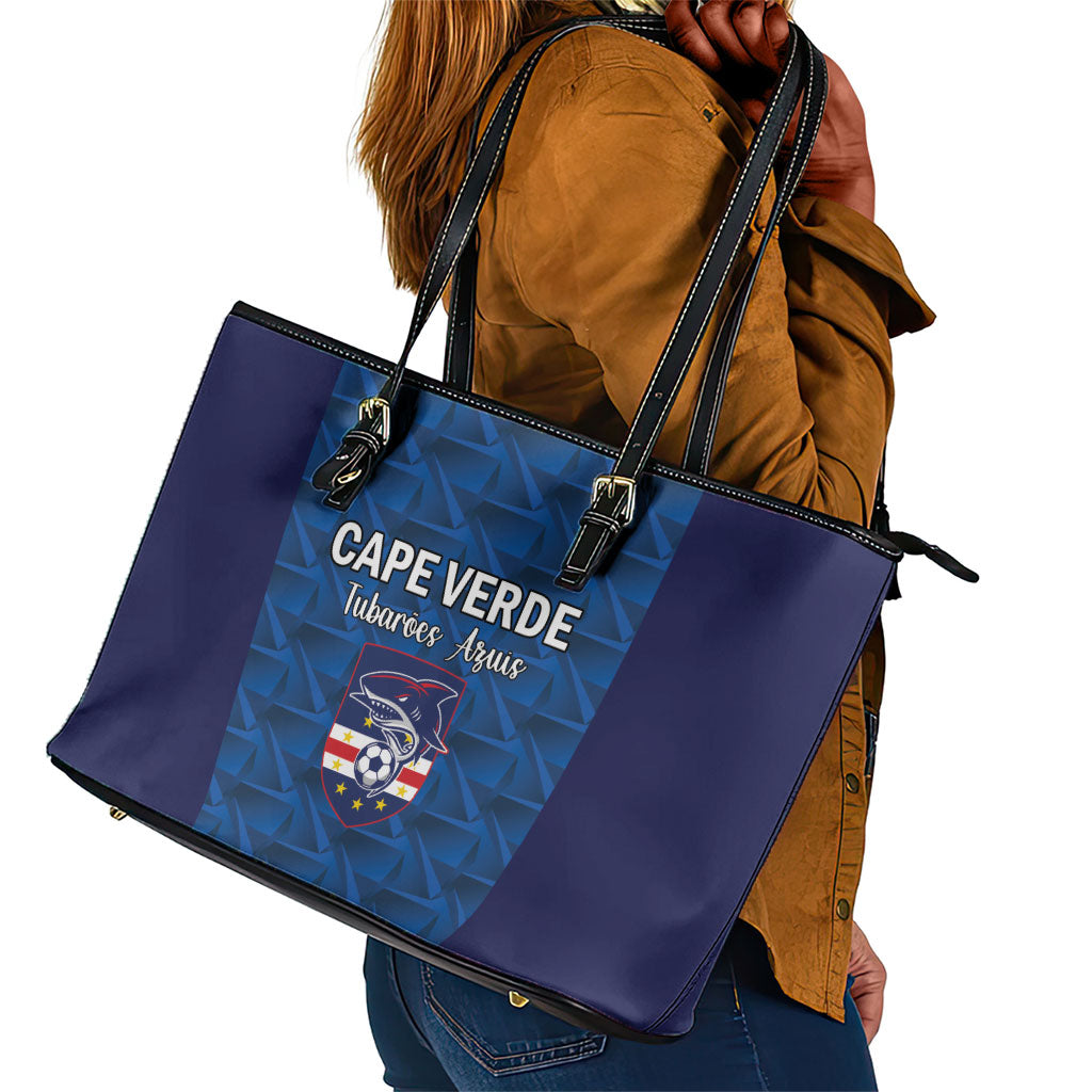 Cape Verde Football 2026 Leather Tote Bag Atlantic Blue Sharks Heritage