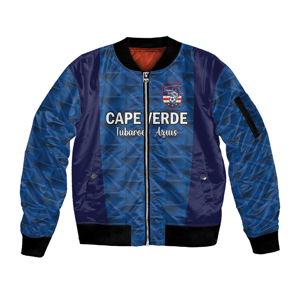 Custom Cape Verde Football 2026 Sleeve Zip Bomber Jacket Atlantic Blue Sharks Heritage
