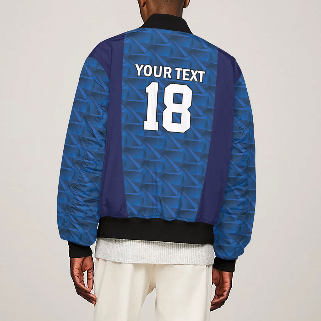 Custom Cape Verde Football 2026 Sleeve Zip Bomber Jacket Atlantic Blue Sharks Heritage