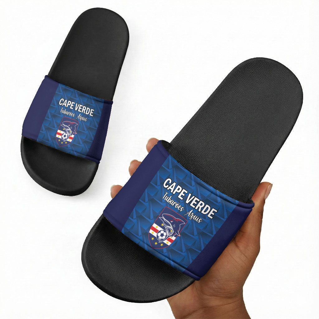 Cape Verde Football 2026 Slide Sandals Atlantic Blue Sharks Heritage