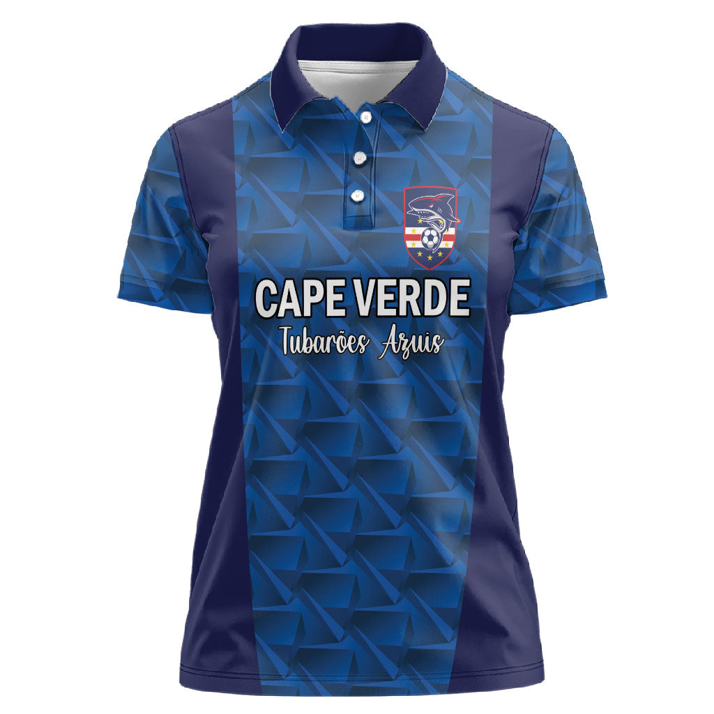 Custom Cape Verde Football 2026 Women Polo Shirt Atlantic Blue Sharks Heritage