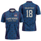 Custom Cape Verde Football 2026 Zipper Polo Shirt Atlantic Blue Sharks Heritage