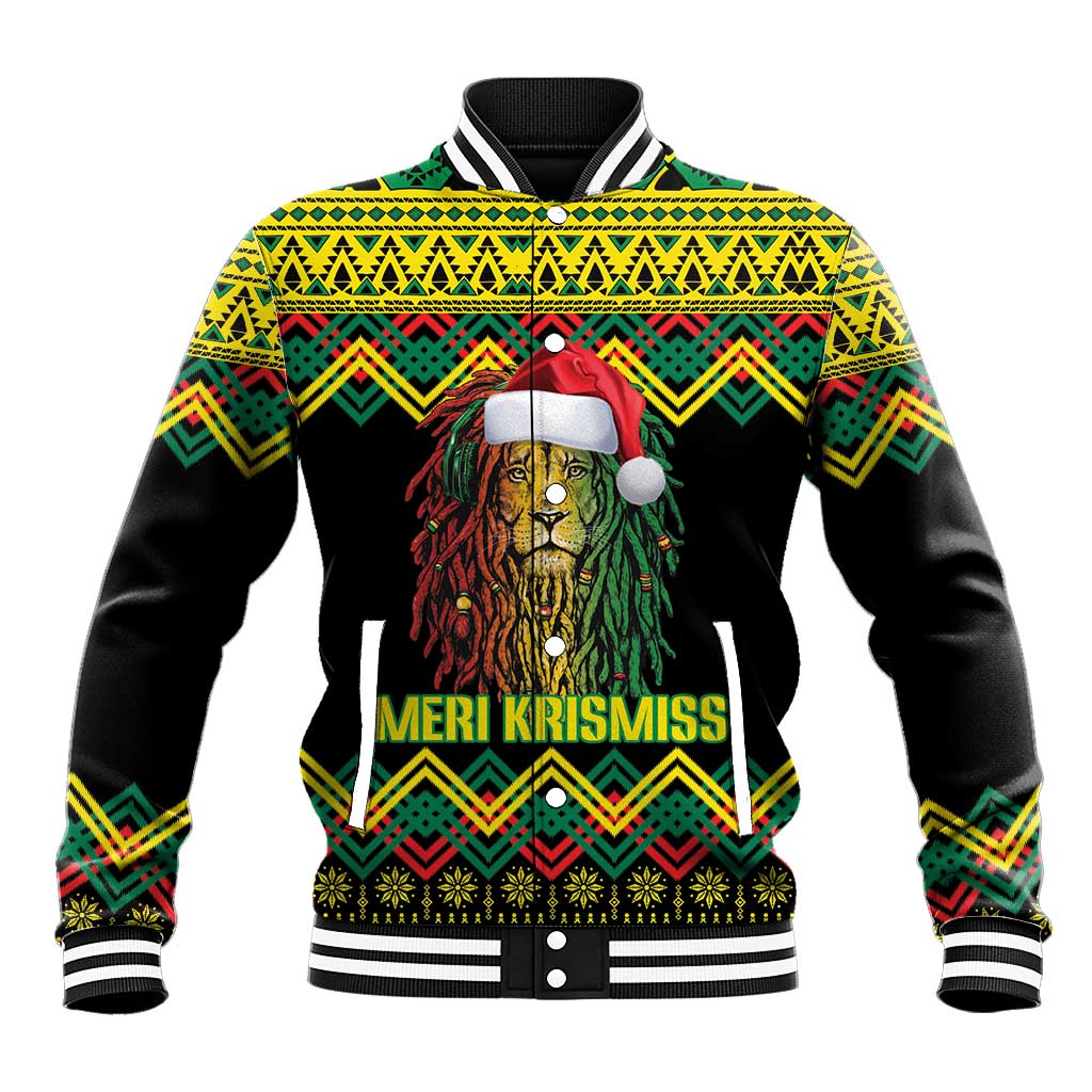 Black Jamaican Christmas Baseball Jacket Reggae Lion With Kente Pattern