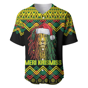 Black Jamaican Christmas Baseball Jersey Reggae Lion With Kente Pattern