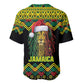 Black Jamaican Christmas Baseball Jersey Reggae Lion With Kente Pattern