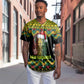 Black Jamaican Christmas Baseball Jersey Reggae Lion With Kente Pattern