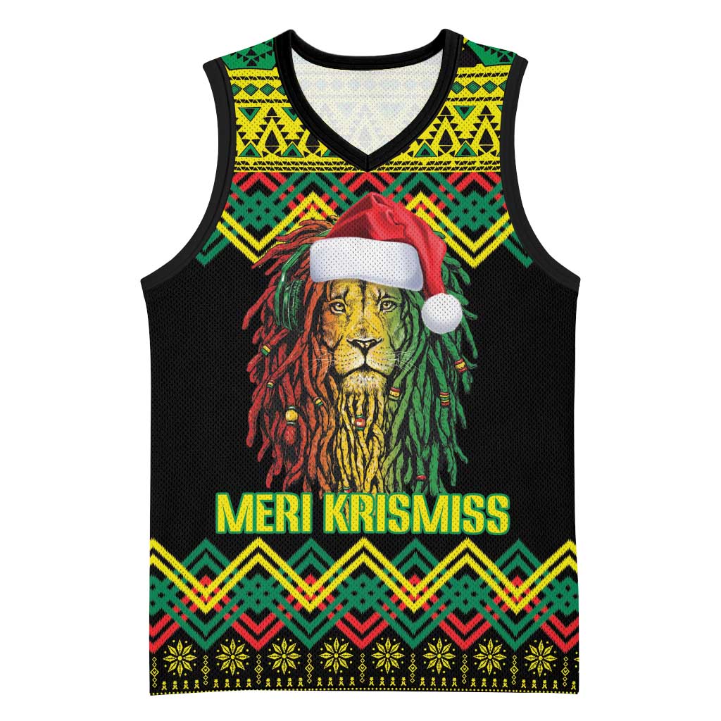 Black Jamaican Christmas Basketball Jersey Reggae Lion With Kente Pattern - African Pride