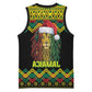 Black Jamaican Christmas Basketball Jersey Reggae Lion With Kente Pattern - African Pride