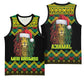 Black Jamaican Christmas Basketball Jersey Reggae Lion With Kente Pattern - African Pride