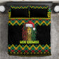 Black Jamaican Christmas Bedding Set Reggae Lion With Kente Pattern
