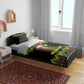 Black Jamaican Christmas Bedding Set Reggae Lion With Kente Pattern