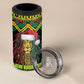 Black Jamaican Christmas 4 in 1 Can Cooler Tumbler Reggae Lion With Kente Pattern