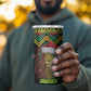 Black Jamaican Christmas 4 in 1 Can Cooler Tumbler Reggae Lion With Kente Pattern