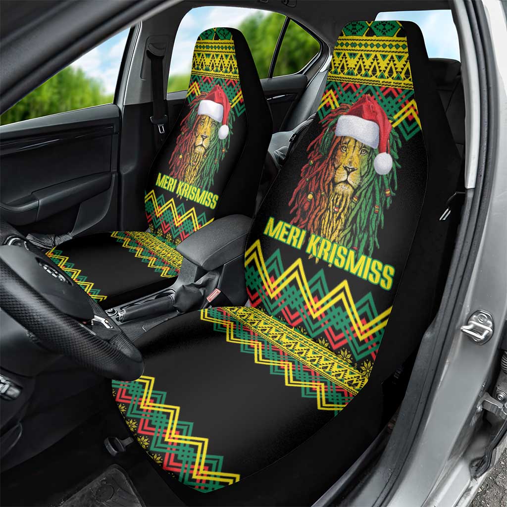 Black Jamaican Christmas Car Seat Cover Reggae Lion With Kente Pattern