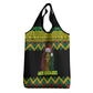 Black Jamaican Christmas Grocery Bag Reggae Lion With Kente Pattern