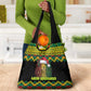 Black Jamaican Christmas Grocery Bag Reggae Lion With Kente Pattern