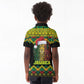 Black Jamaican Christmas Kid Polo Shirt Reggae Lion With Kente Pattern