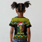 Black Jamaican Christmas Kid T shirt Reggae Lion With Kente Pattern