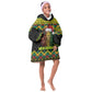 Black Jamaican Christmas Kid Wearable Blanket Hoodie Reggae Lion With Kente Pattern