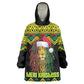 Black Jamaican Christmas Kid Wearable Blanket Hoodie Reggae Lion With Kente Pattern