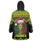 Black Jamaican Christmas Kid Wearable Blanket Hoodie Reggae Lion With Kente Pattern