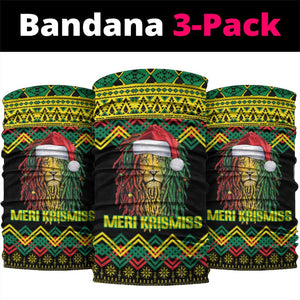 Black Jamaican Christmas Neck Gaiter Reggae Lion Kente Pattern LT18